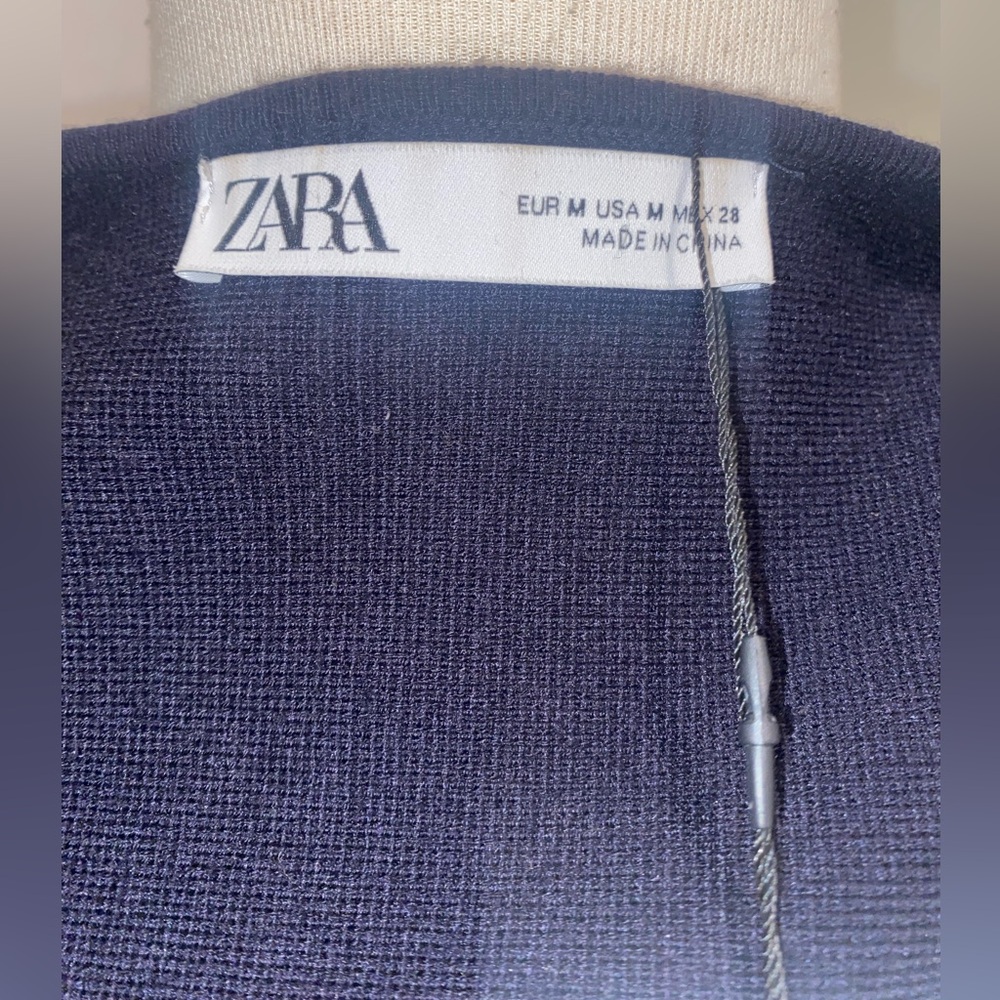 ZARA Navy Wrap/Belted Cardigan - Size M - NEW - Picture 5 of 6